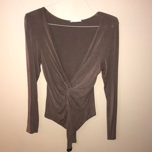 Brown low cut, long sleeve.